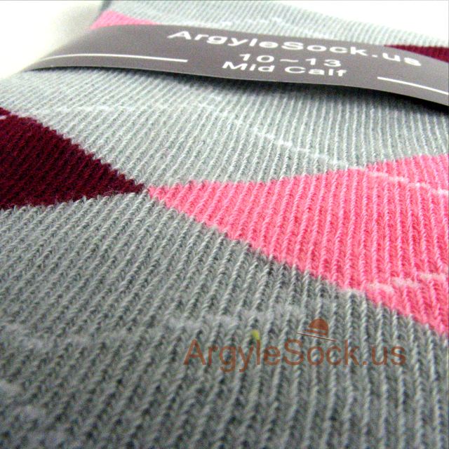 Grey pink maroon/burgundy men's socks