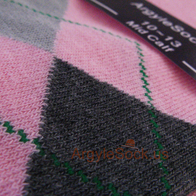 pink charcoal/dark gray light grey argyle socks