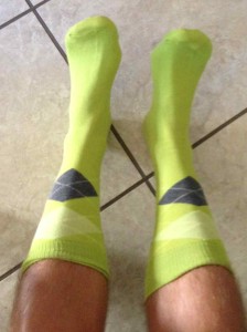 lime green socks on mens feet