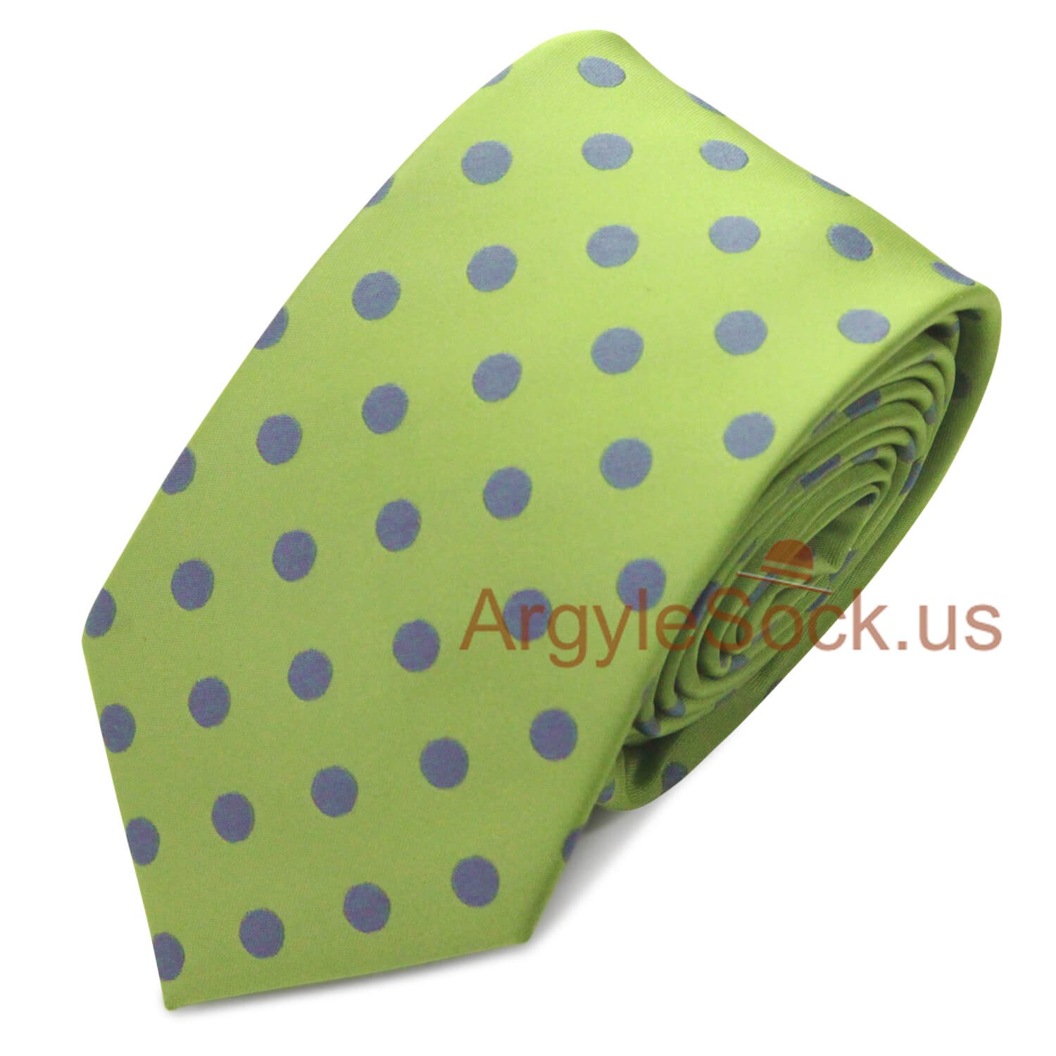 Lime Green and Grey Dots Groomsmen/Costume Necktie