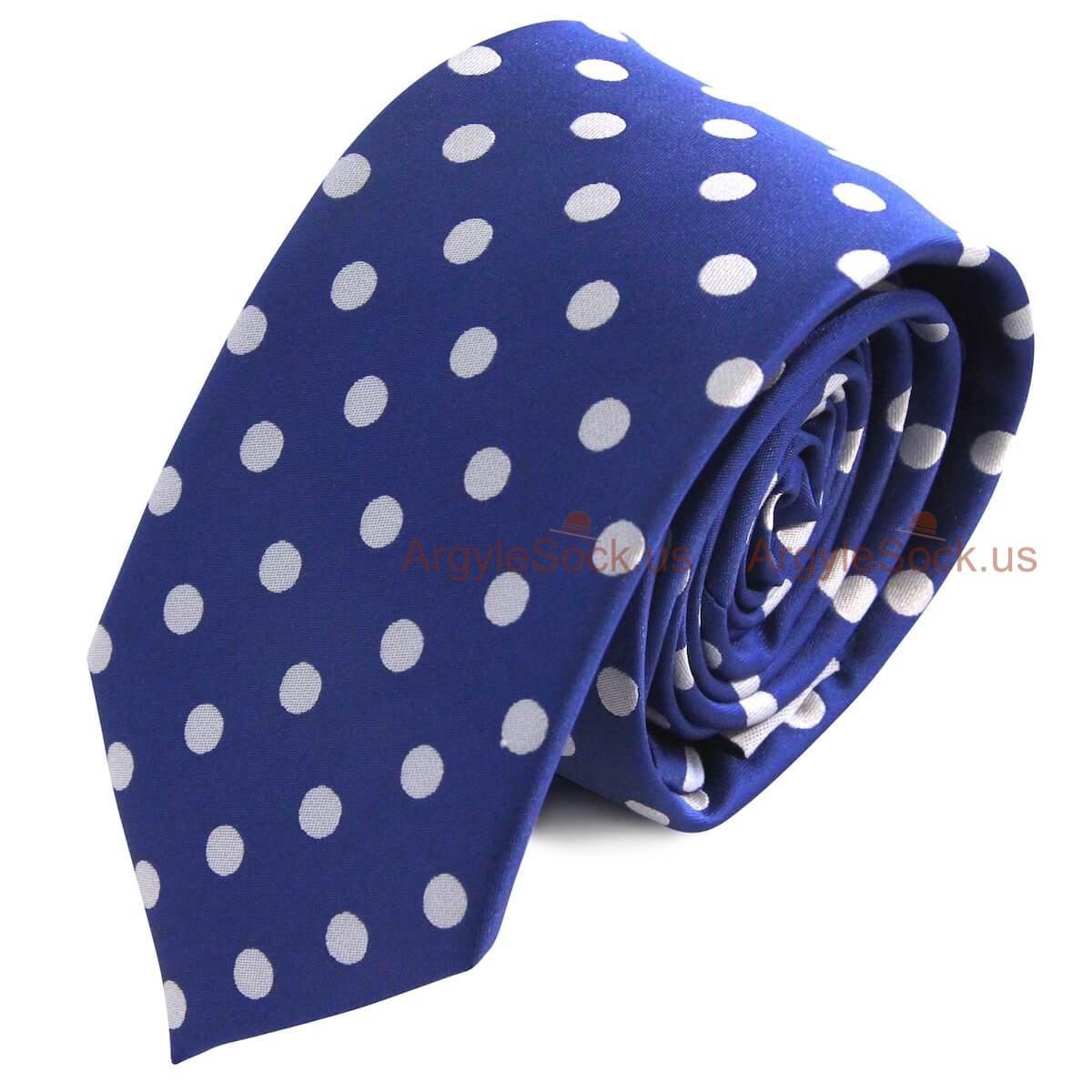 Royal Blue and White Dots Groomsmen/Costume Necktie