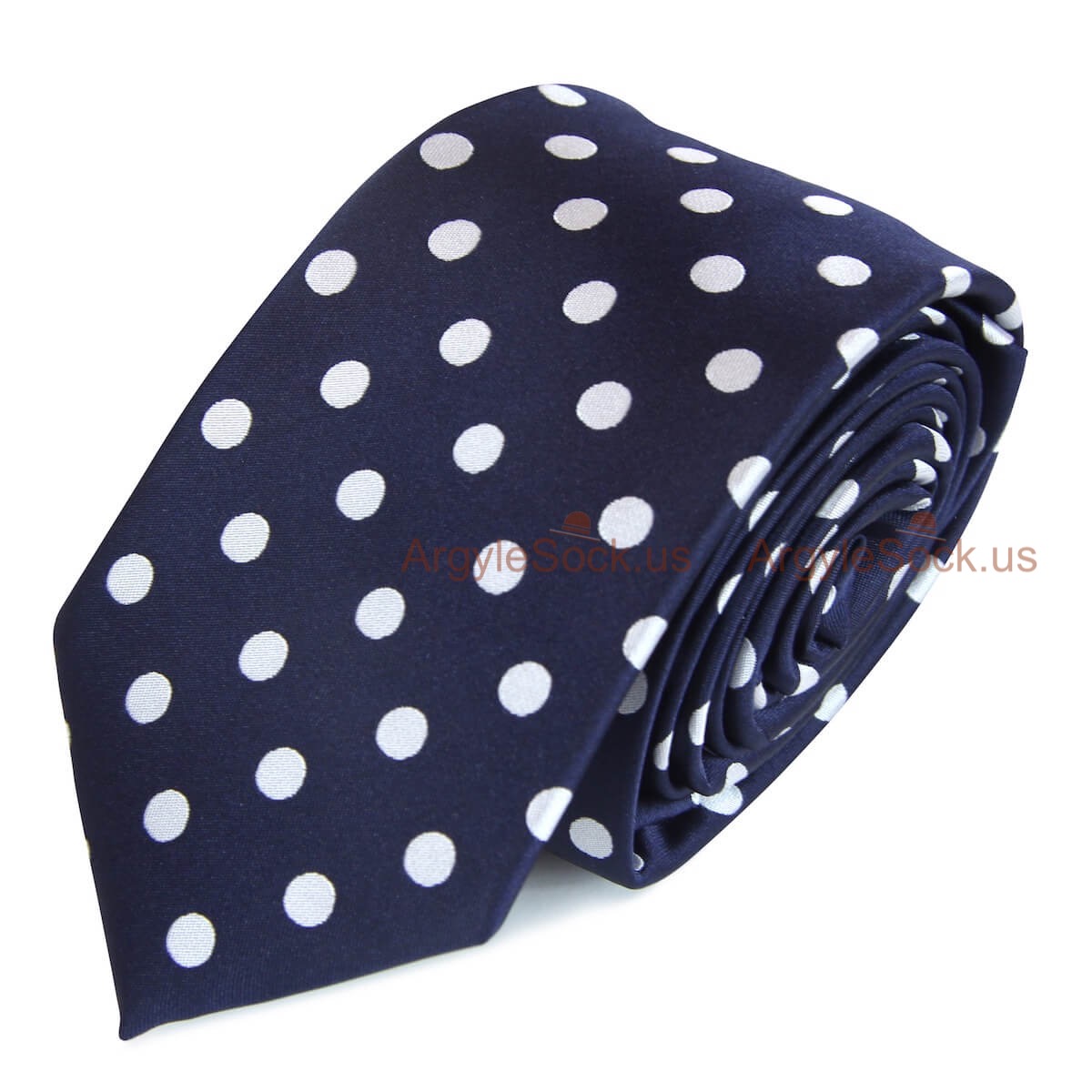 Navy Blue and White Dots Groomsmen/Costume Necktie