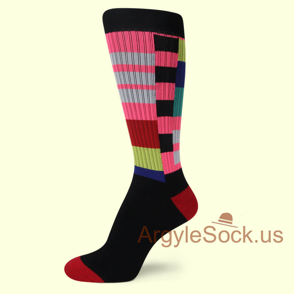 BLACK PINK LIGHT GRAY WITH RED TOE AND HEEL SOCKS FOR MEN