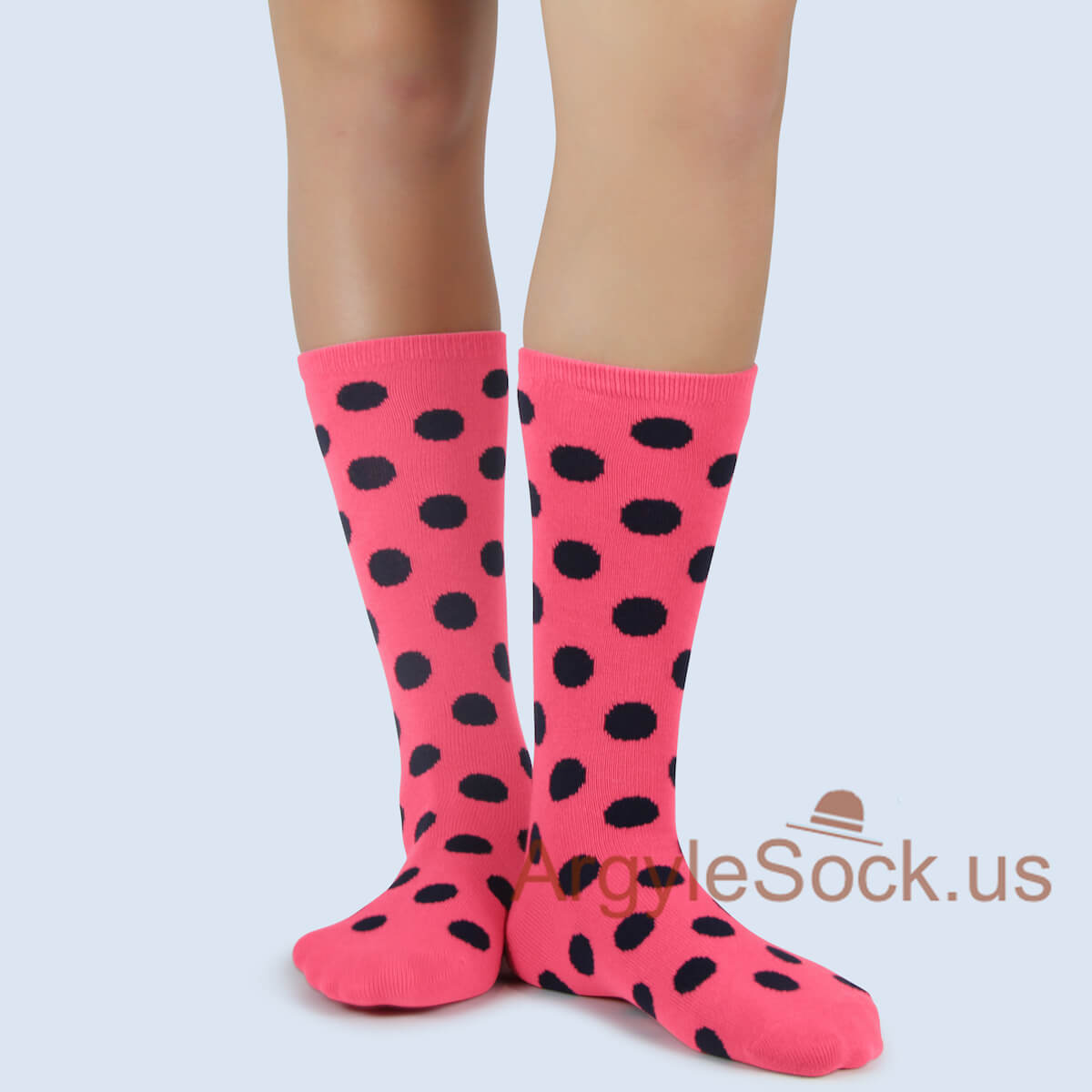 Hot Pink and Navy Polka Dots Junior Groomsmen/Ring Bearer Socks