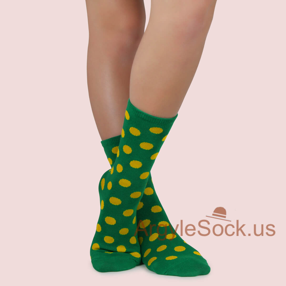 Green with Yellow Polka dots Junior Groomsmen/Ring Bearer Socks