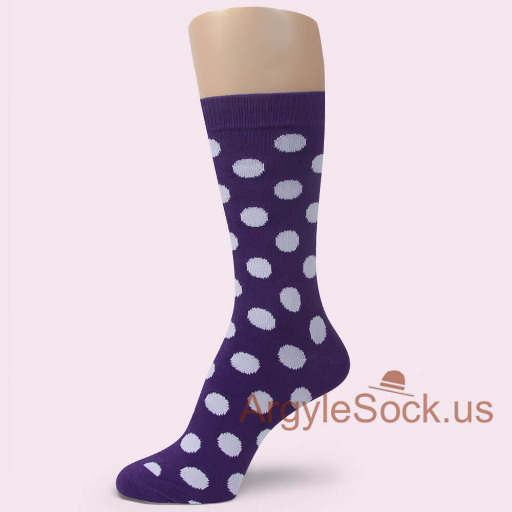 Purple with White Polka Dots Men's Socks