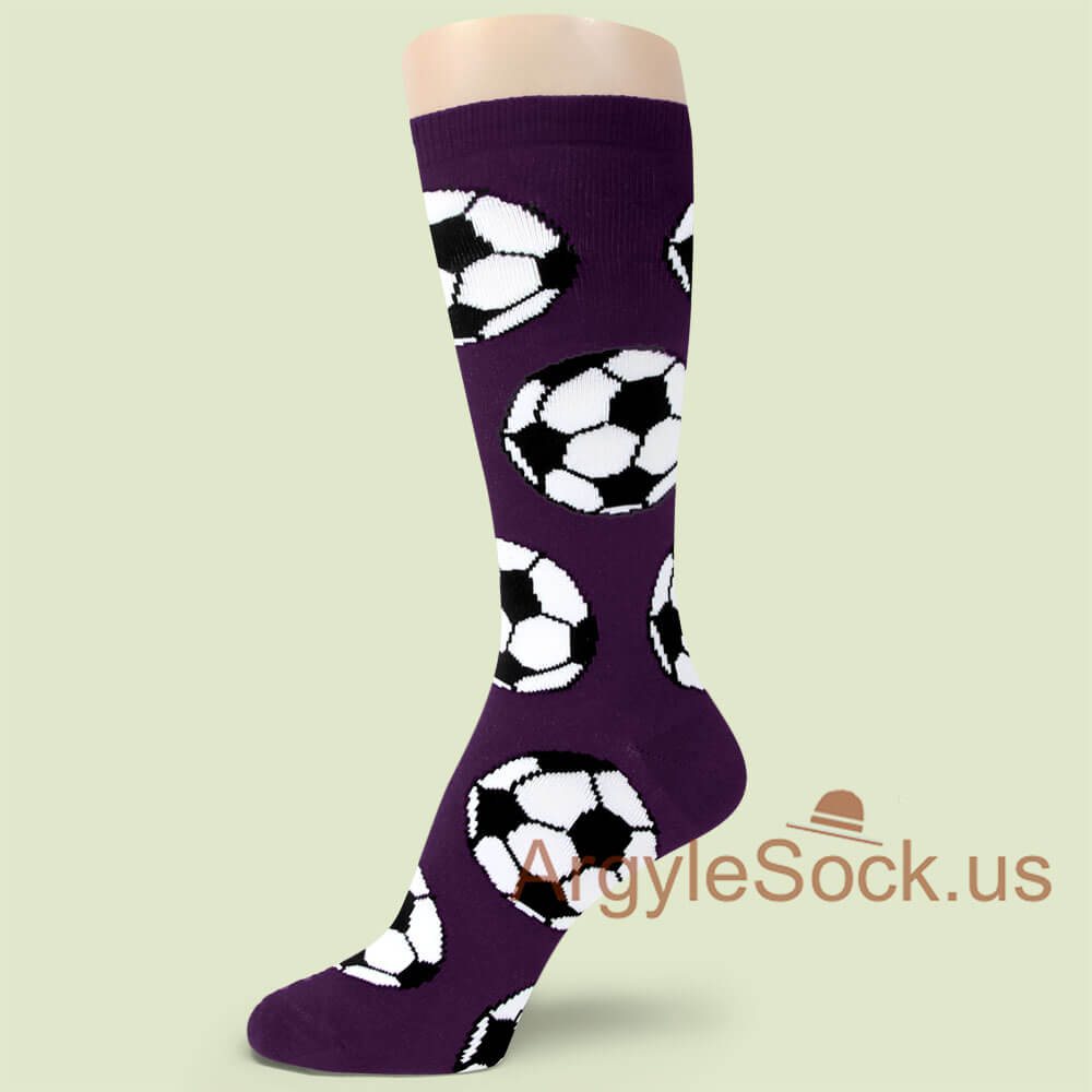 Violet with Soccer Ball Design Socks for Men
