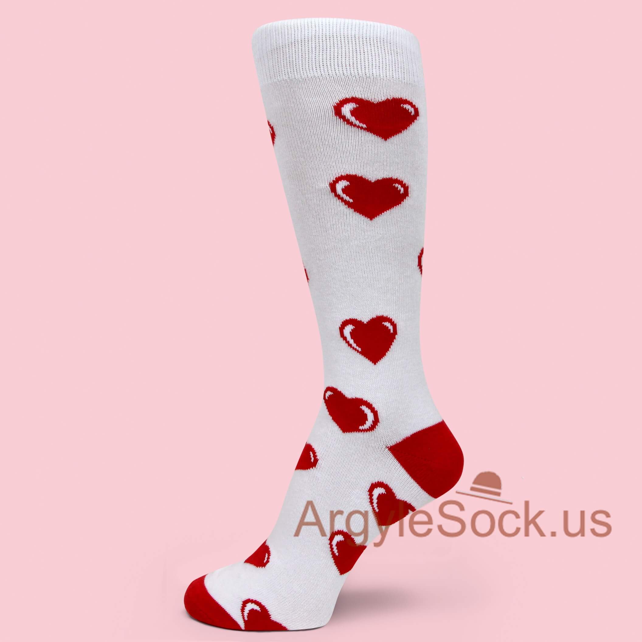 Valentine's Day/Anniversary Large Red Hearts Men's Socks