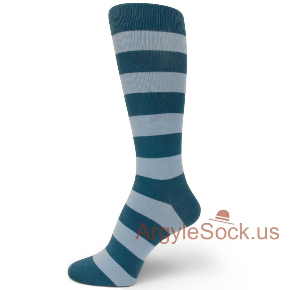 Dark Blue and Steel(Light) Blue Striped Men's Dress Socks