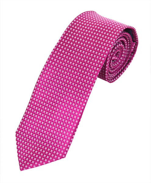 Textured Hot Pink Groomsmen Men's 2.75" SLIM Wedding Neck Tie