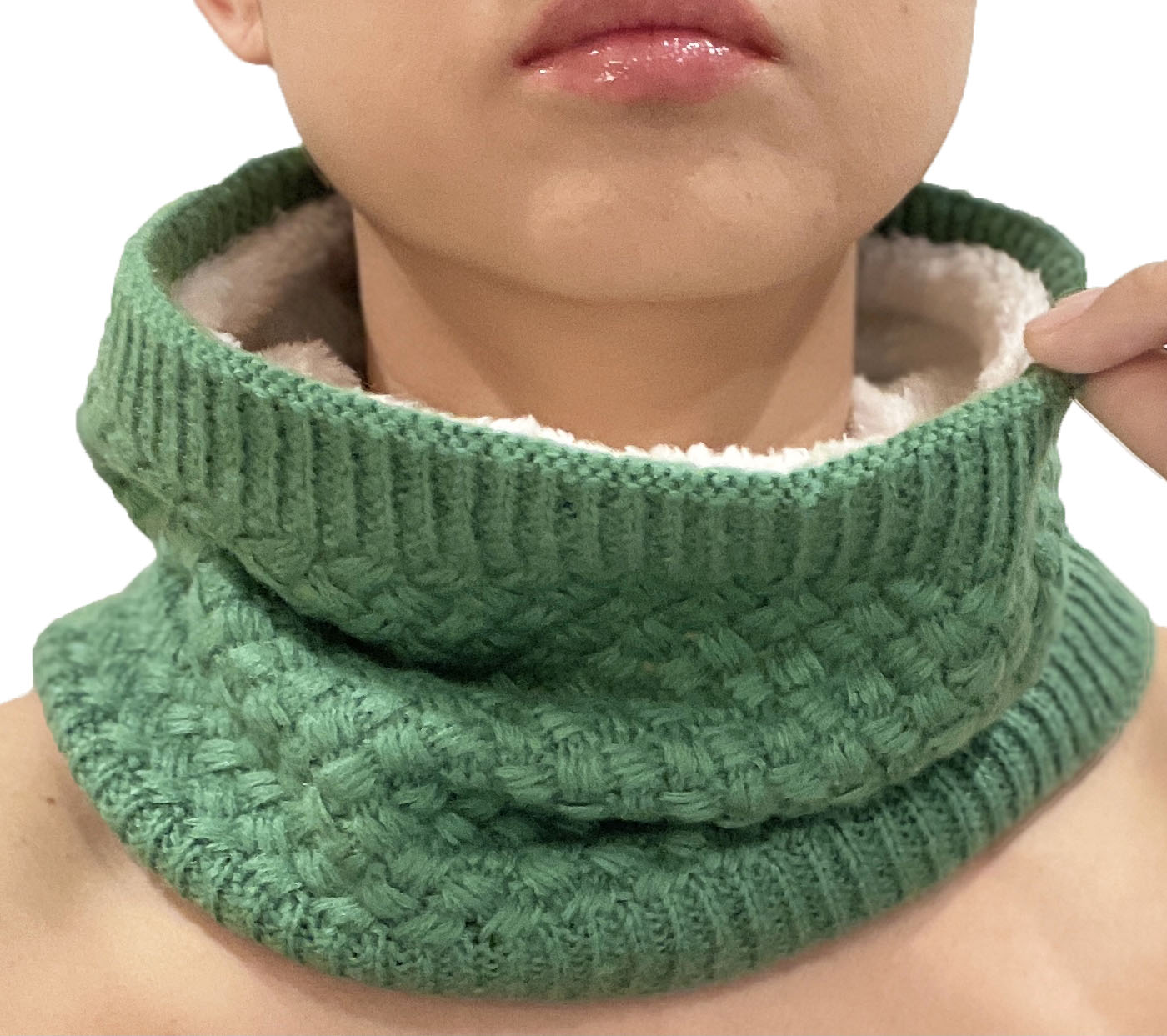 GREEN (L/XL) Knit Neck Warmer Tube Scarf Gaiterfor Women