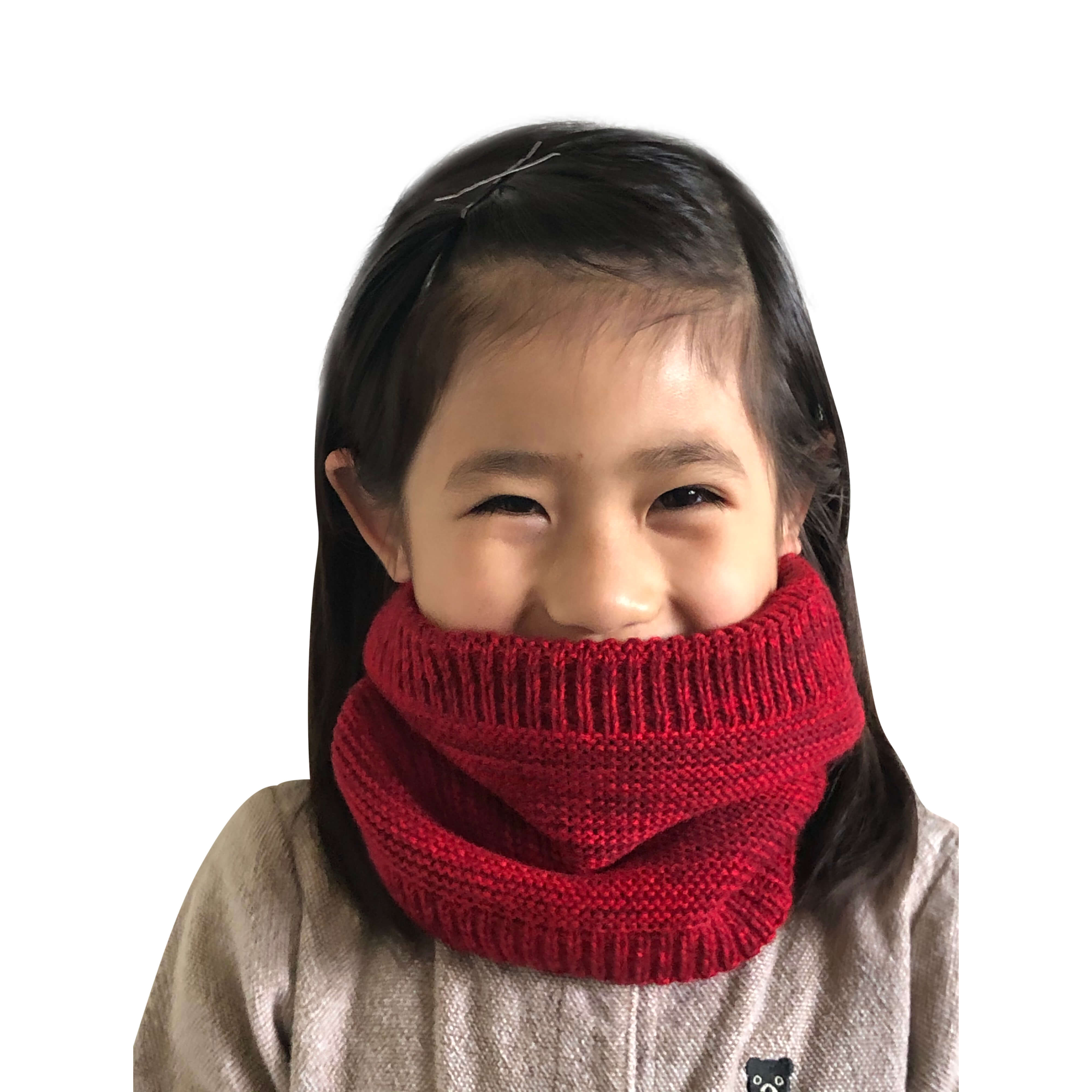 HEATHER MAROON (XS) Knit Neck Warmer Tube Scarf Gaiter for Kids