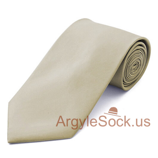 Tan Plain Color 100% Polyester Mans Groomsmens Necktie