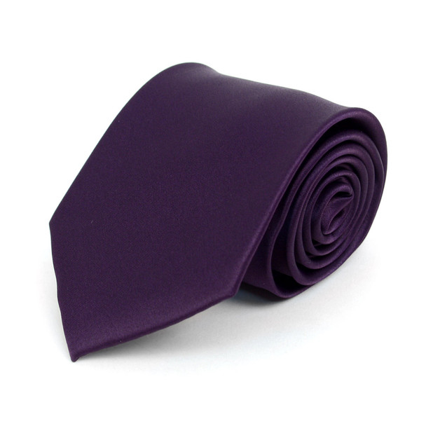 Purple Plain Color 100% Polyester Mans Groomsmens Necktie