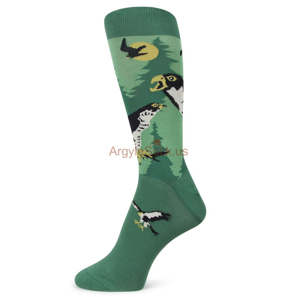 Forest Eagle/ Hawk/ Falcon Themed Green Socks for Men