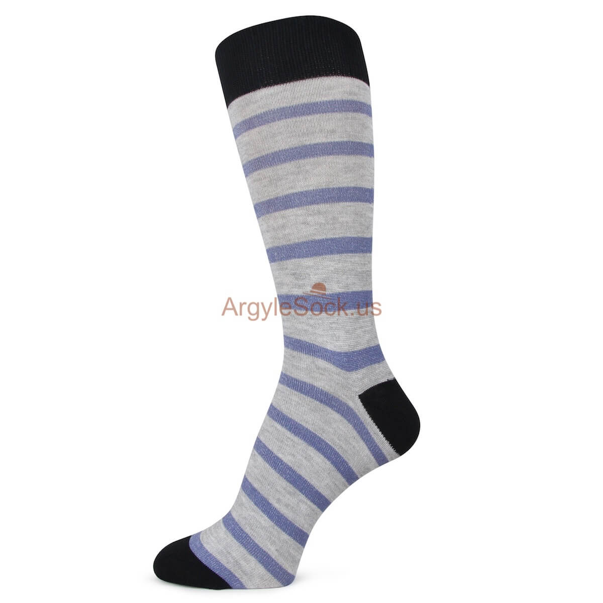 Black and Grey with Purple Stripes Mens Socks