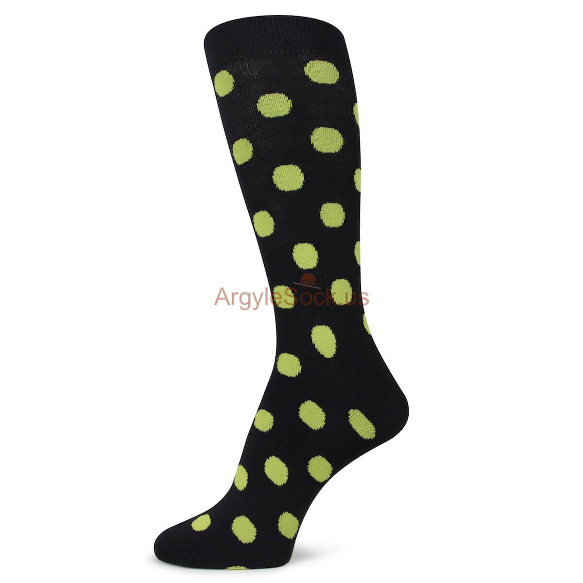 Black with Yellow Polka dots Mens Socks