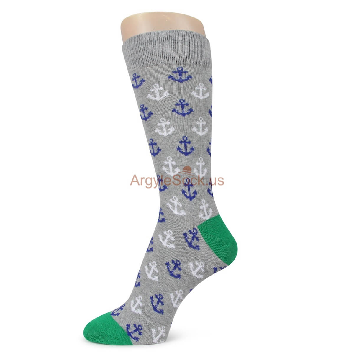 Grey with Anchor Styled Socks for Men
