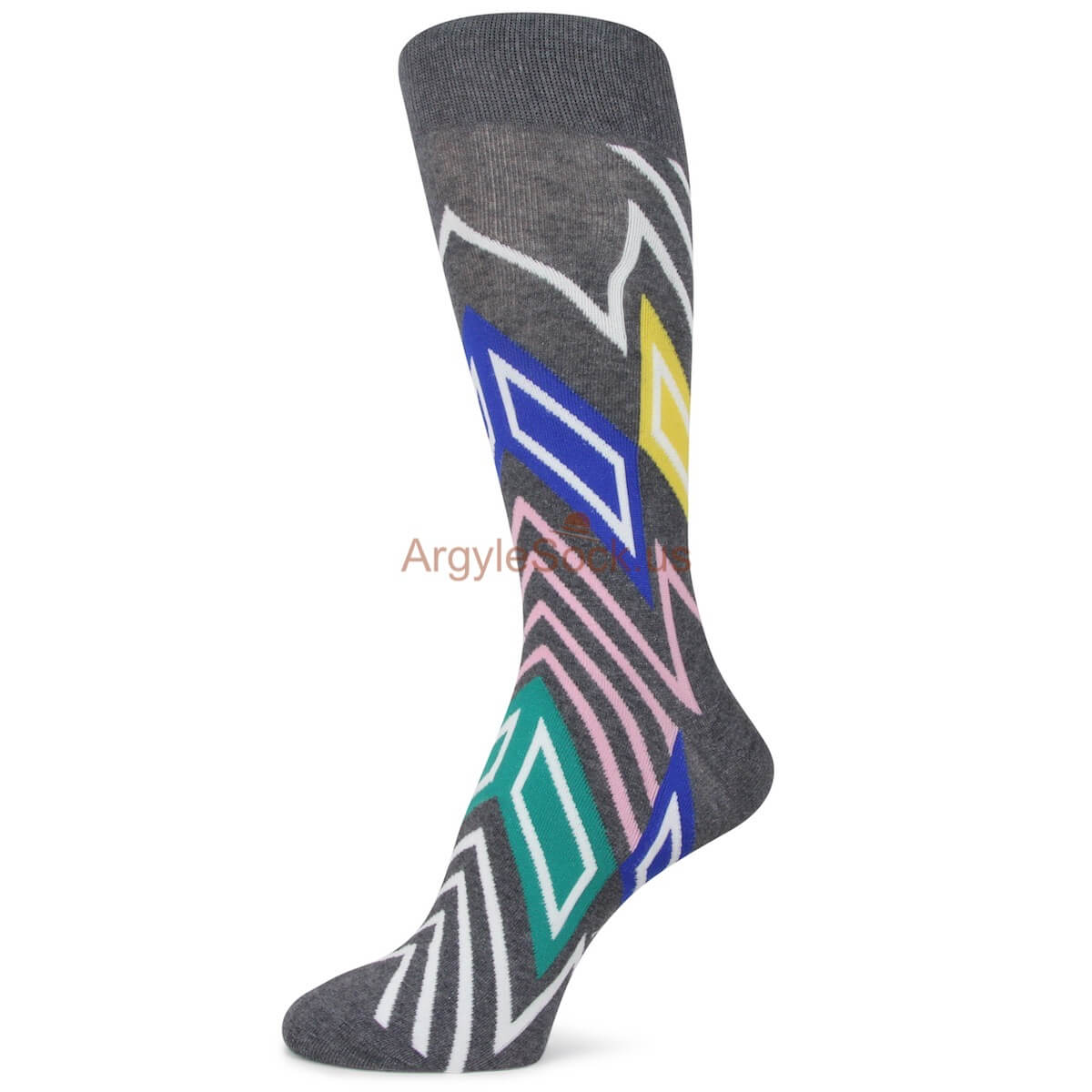 Grey with Multi-Color Outlines Mens Socks