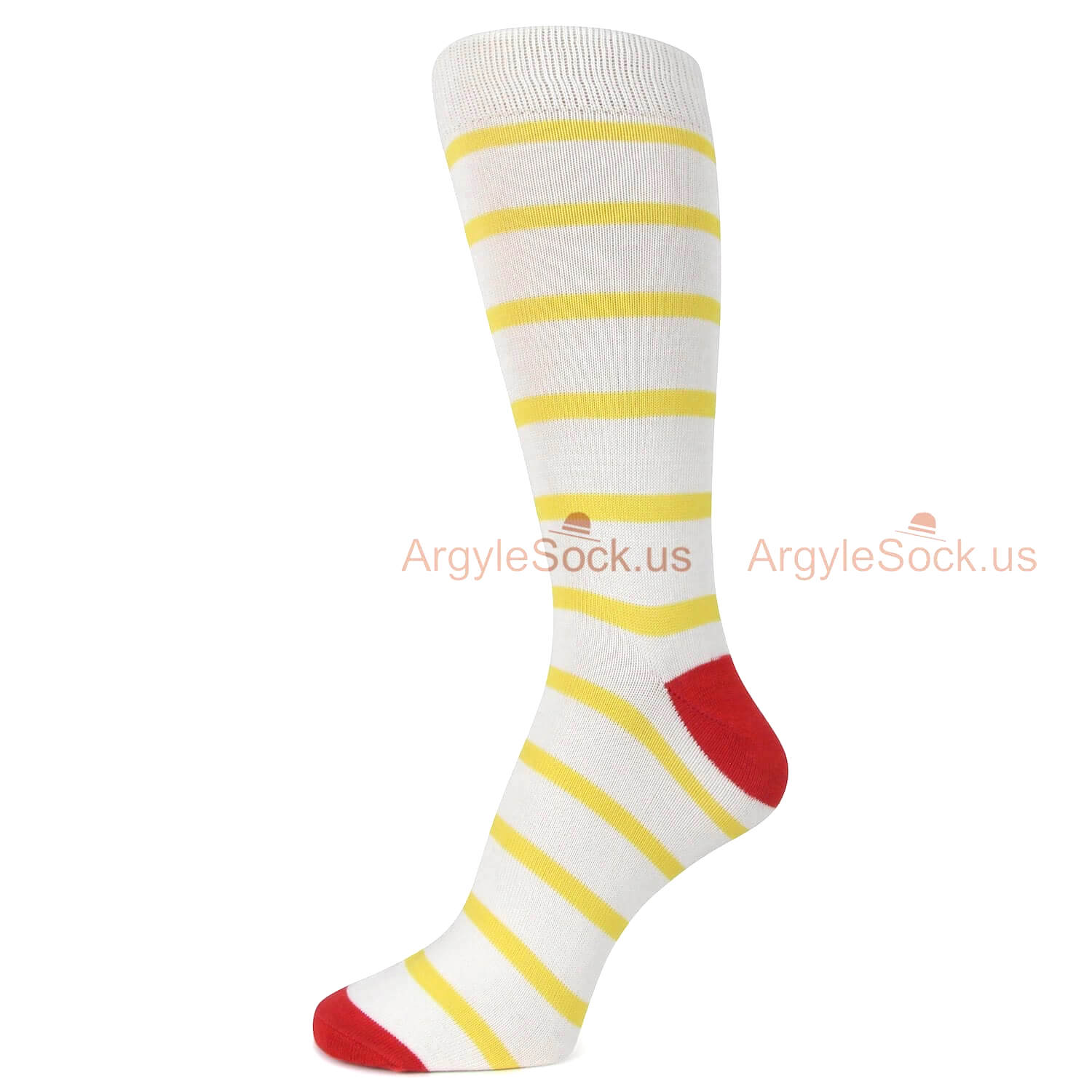White with Yellow Stripes Socks For Men