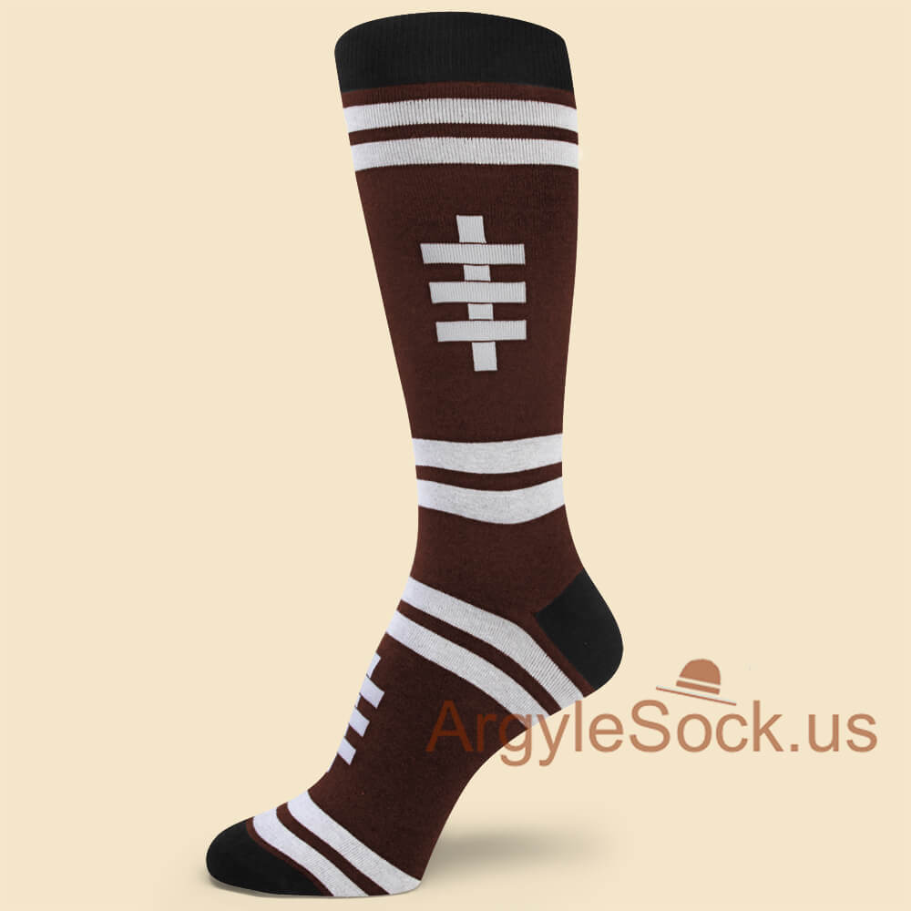 Football Theme Brown mens dress socks