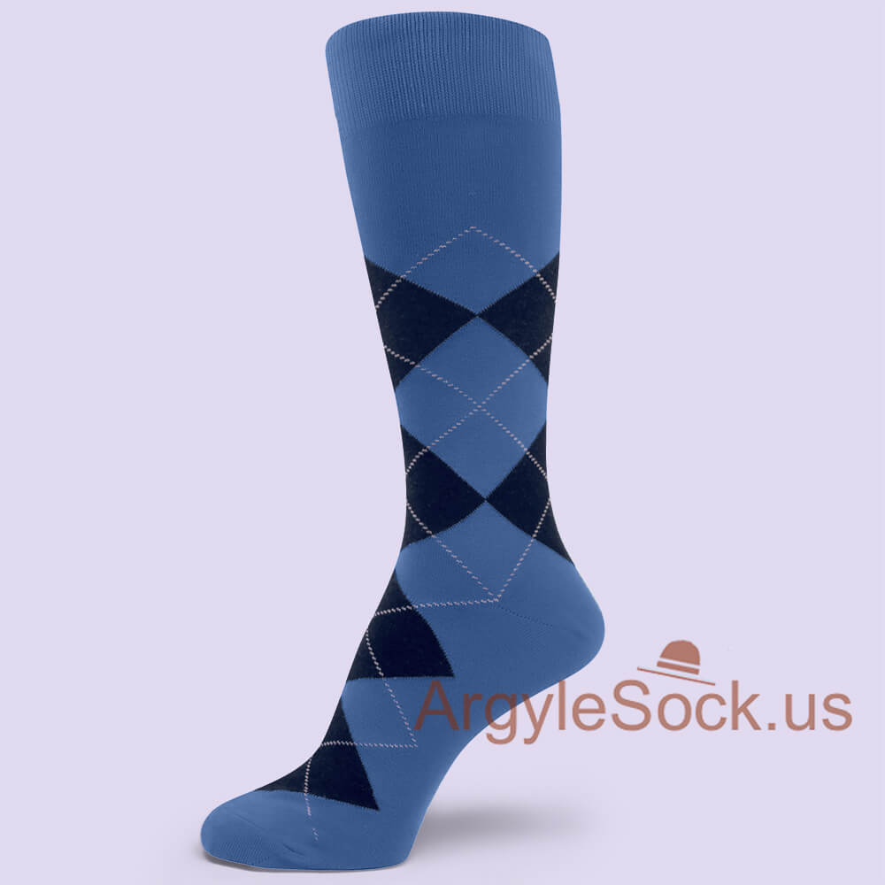 Mystic Blue with Navy Blue Argyle Sock for Man