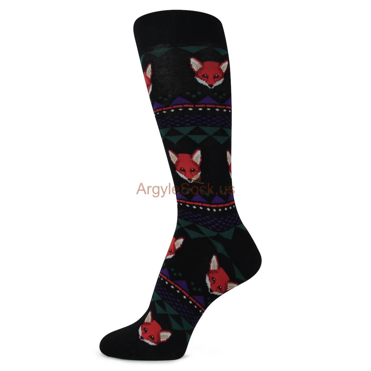 Black Top with Fox Indian Pattern Socks for Men