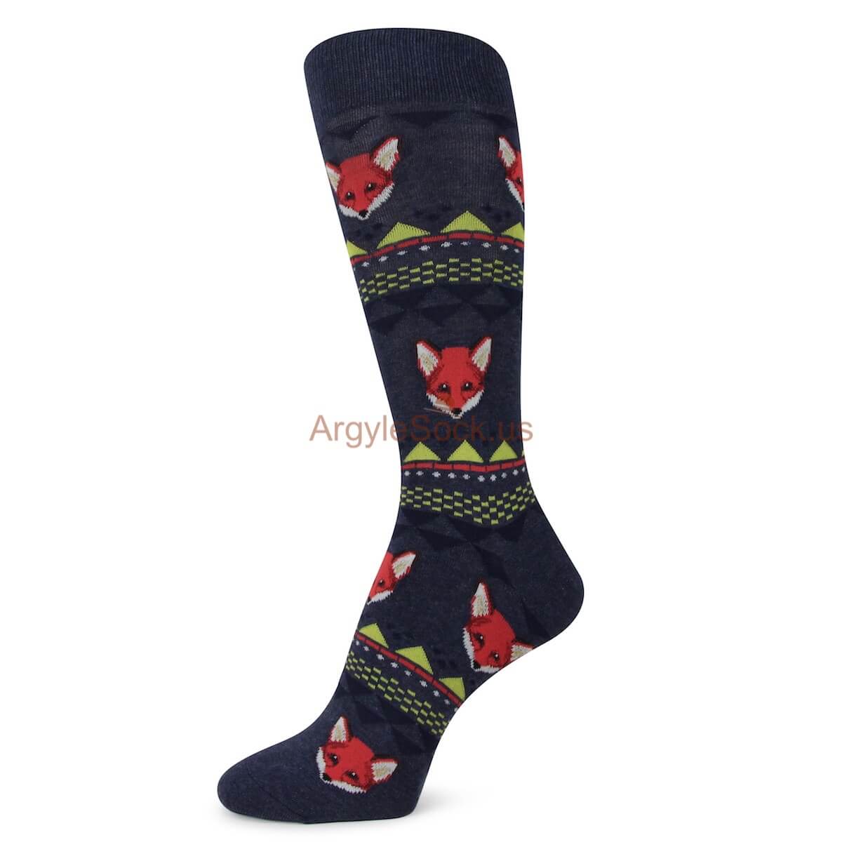 Red Fox Themed Socks for Men
