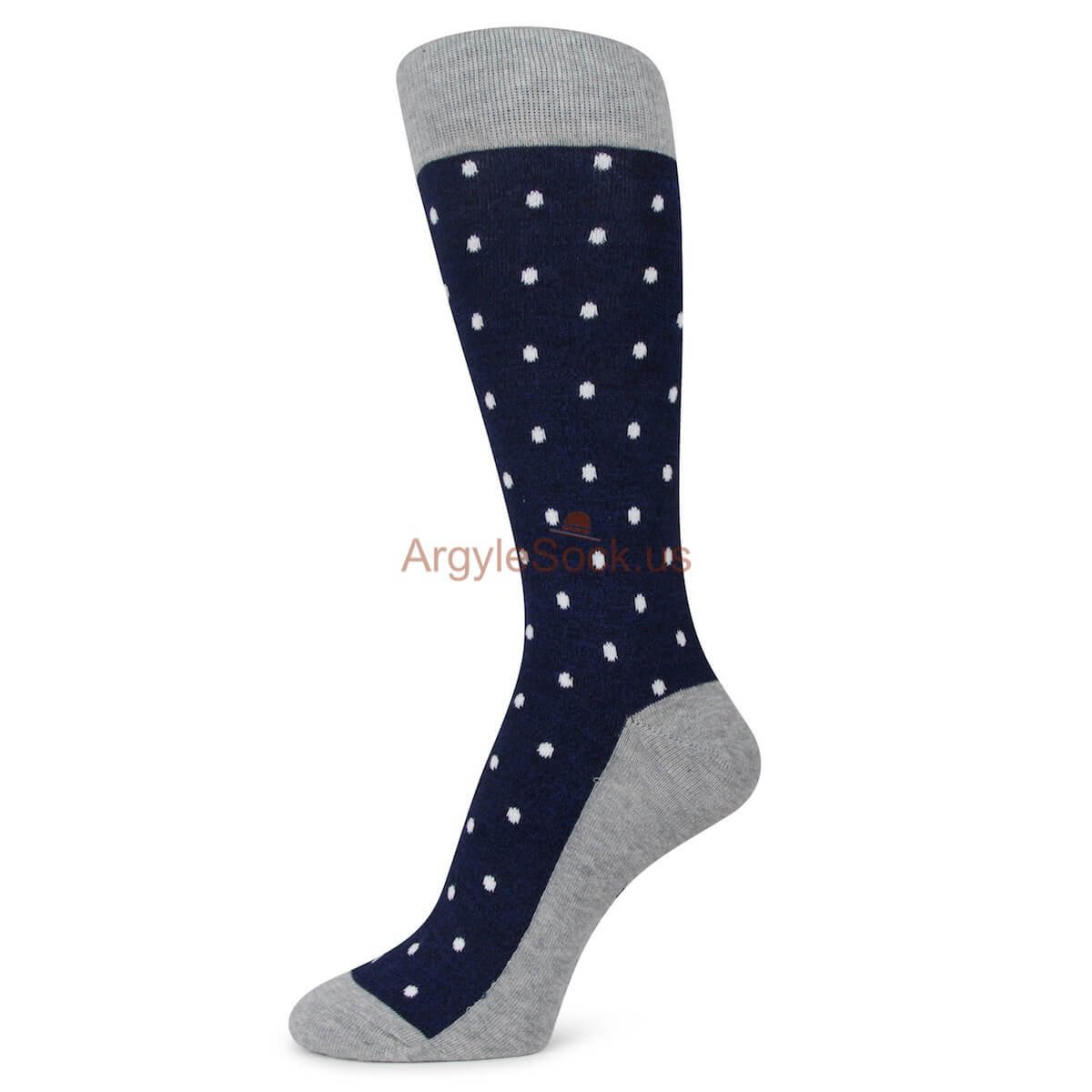 Grey and Dark Blue with White Dotted Socks For Men