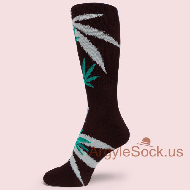 Marijuana Weed Leaf Symbols Black Socks for Men
