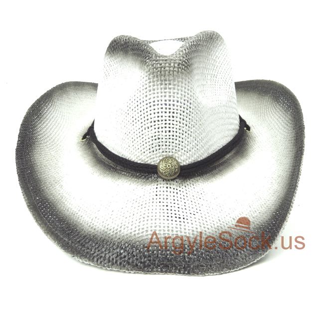 Black on White Western Cowboy Hat for Groomsmen 57cm
