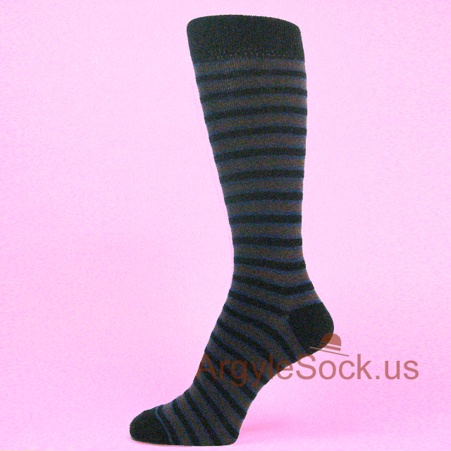 Black Brown Dark Blue Striped Men's Socks