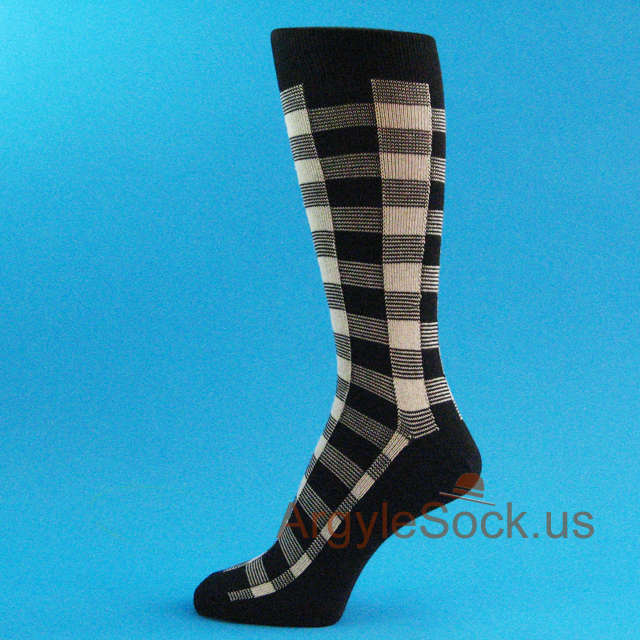 Black / Cream Checkered Men's Socks