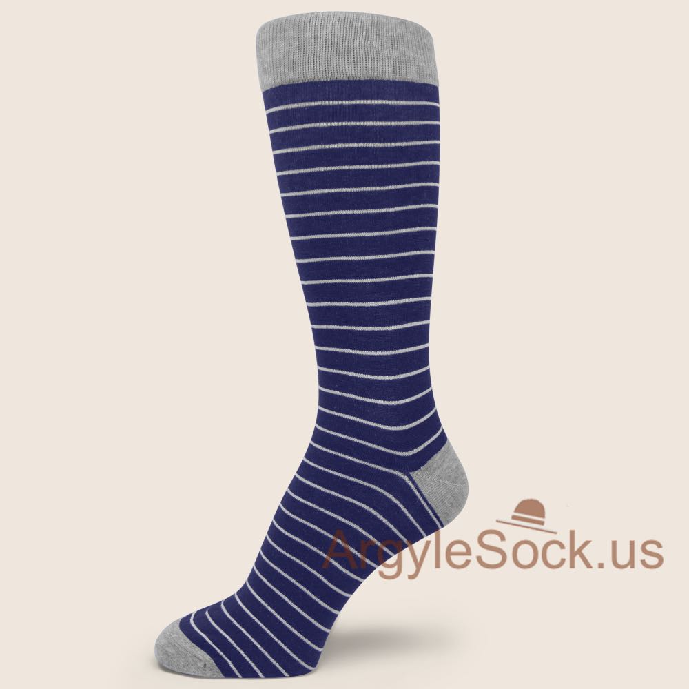 Blue and Thin White Striped Socks for Man