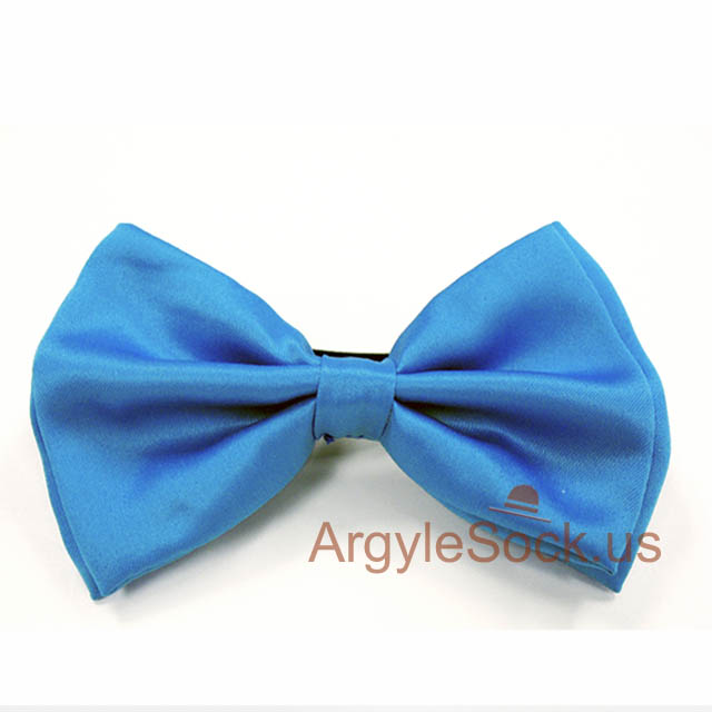 Bright Blue Bow Tie with Adjustable Elastic Strap for Groomsmen