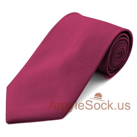 Burgundy Plain Color 100% Polyester Mens Groomsmen Necktie