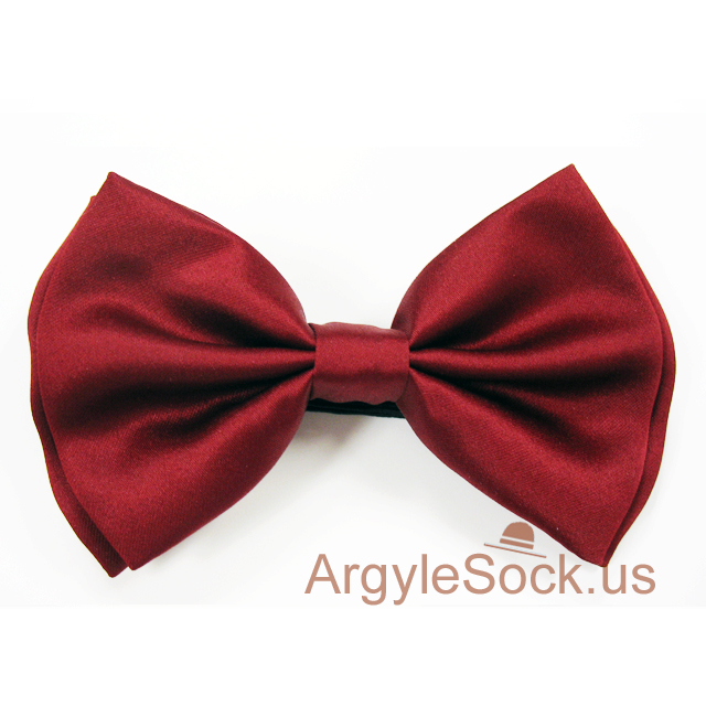 Men's Maroon/Burgundy Bow Tie with elastic back strap