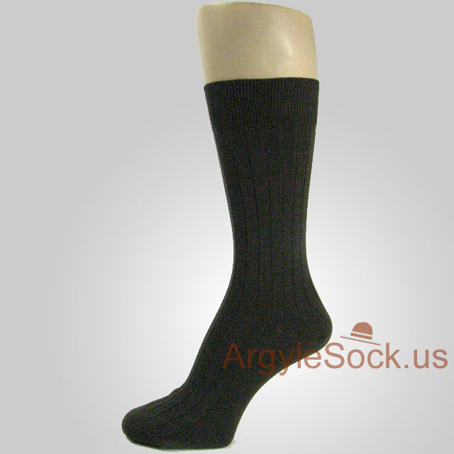 Dark Brown Socks for Men with Vertical Texture