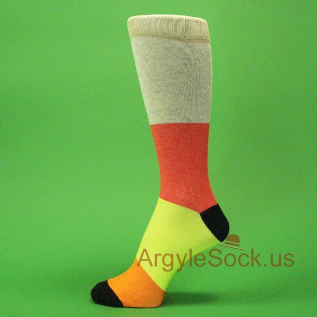 Gray Dark Orange Neon Lime Green Light Orange Men's Socks