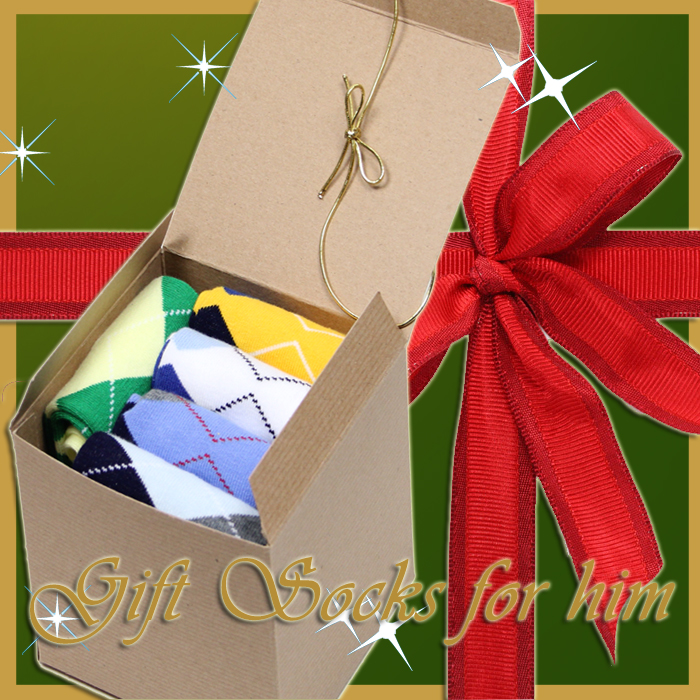 Men's Cool Argyle Dress Socks Gift Box Idea C