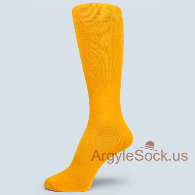Gold Yellow Plain Solid Color Man's/Groomsmens Socks
