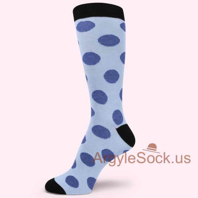 Grayish Light Blue with Periwinkle-ish Blue Dots Mans Sock