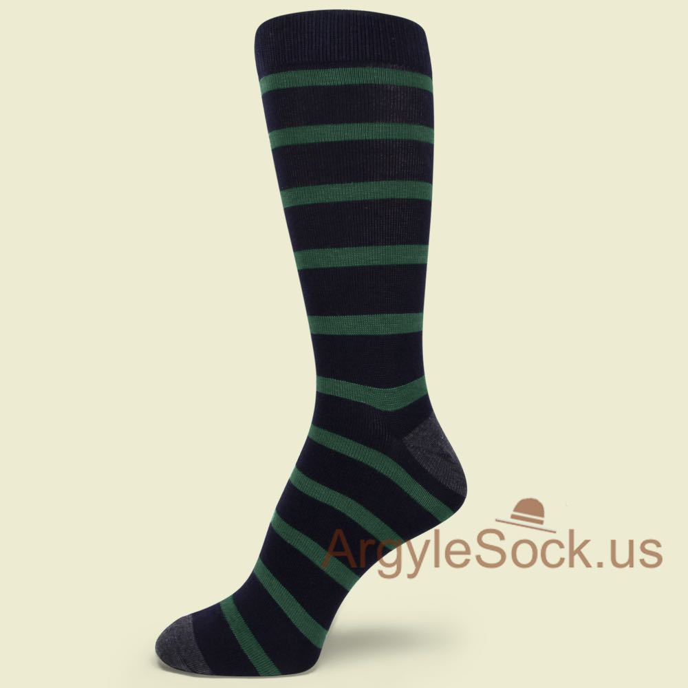 Navy and Green Stripe Socks for Man