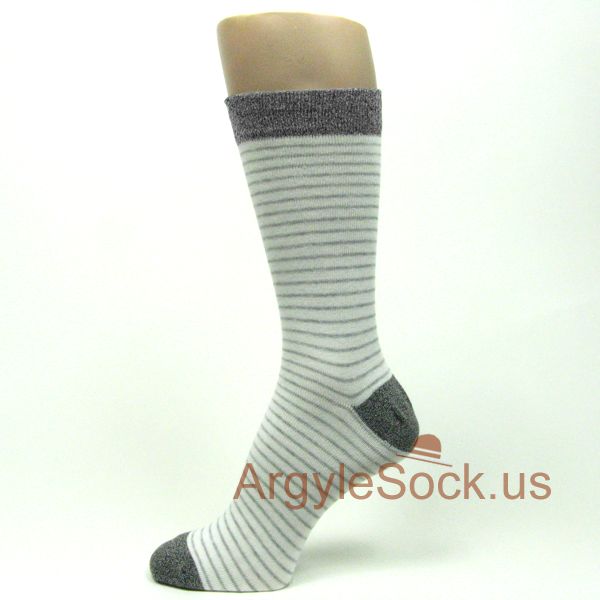 Grey White Men's Stripe Socks