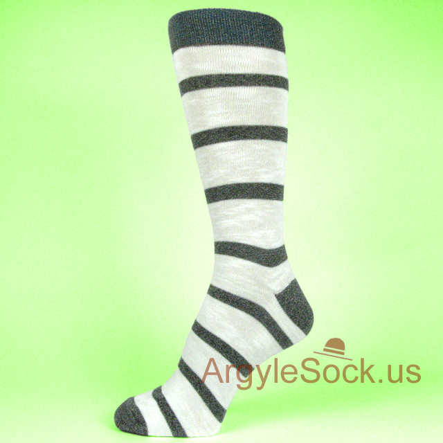 Heather Black Striped White Socks for Men