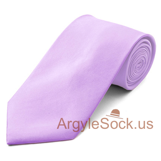 Lavender Plain Color 100% Polyester Mans Groomsmens Necktie