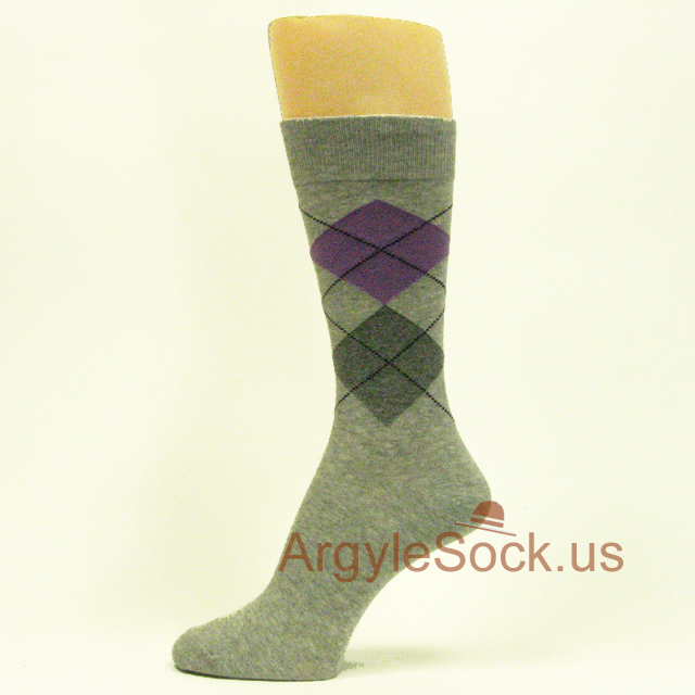Lavender & Dark Gray Argyles Grey Men's Dress Socks