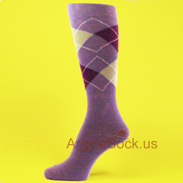 Lavender, Light Gray, Purple Groomsmen Argyle Socks