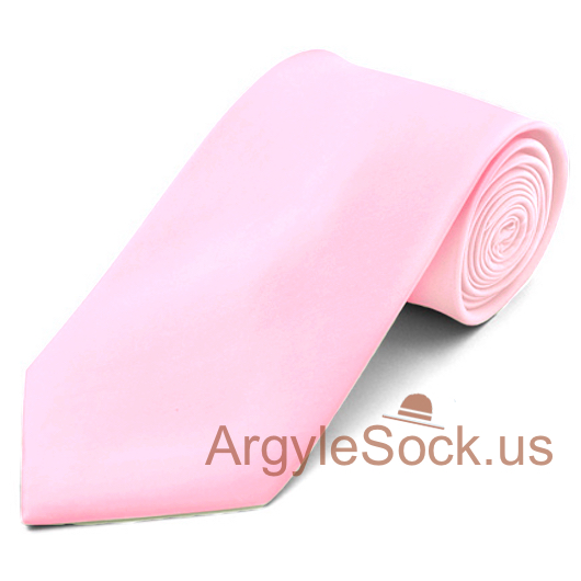 Light Pink Plain Color 100% Polyester Mens Groomsmen Necktie