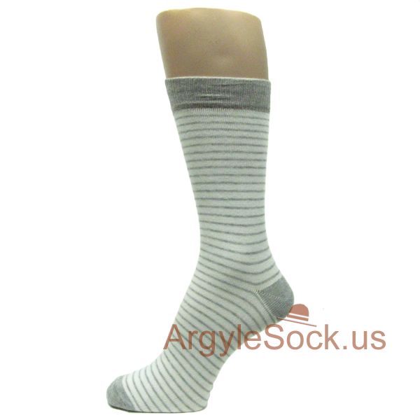 Light Gray on White Man's Stripes Socks